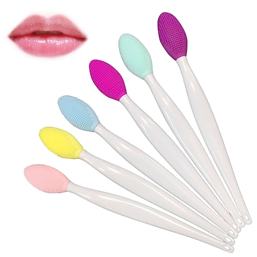 

6 Pcs/set Silicone Lip Brush Tool Exfoliating Lip Scrub Brush Double Sided Multi Colors Optional