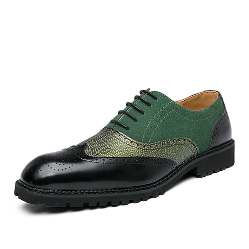 

Hombre Oxfords Bullock Zapatos Zapatos De Vestir Zapatos de cuadros de estilo británico Casual Diario Fiesta y Noche PU Verde Trébol Negro Naranja Bloque de color Otoño Primavera