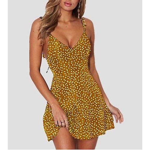 

Women's Strap Dress Short Mini Dress Green Blue Yellow Red Sleeveless Polka Dot Backless Spring Summer V Neck Chic & Modern Hot Casual Slim 2022 S M L XL XXL 3XL