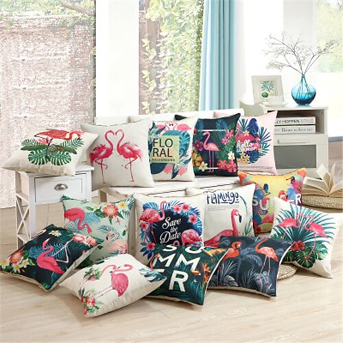 

Double Side Cushion Cover 1PC Soft Decorative Square Throw Pillow Cover Cushion Case Pillowcase for Sofa Bedroom Superior Quality Machine Washable Flamingo