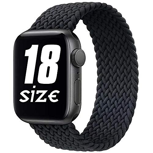 

smartwatch band nylon braided solo loop compatible with apple watch strap, sport elastic band for iwatch series se / 6/5/4/3/2/1, charcoal gray, 38 / 40mm