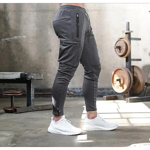Mens Black And Grey Cotton Joggers Sweatpants With Drawstring