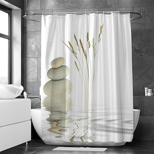 

Shower Curtain With Hooks Suitable For Separate Wet And Dry Zone Divide Bathroom Shower Curtain Waterproof Oil-proof Modern and Classic Theme and Landscape