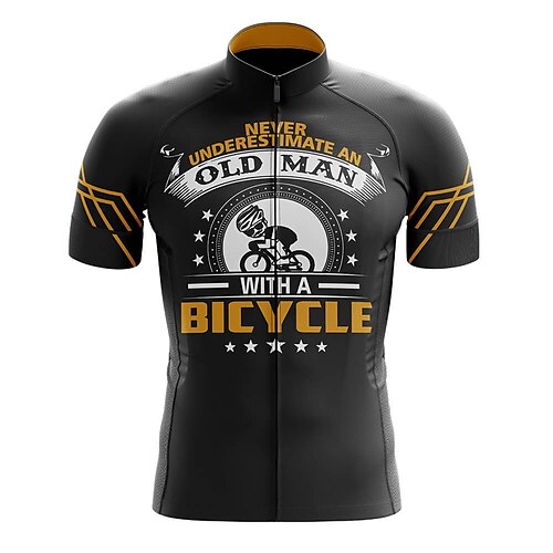 

21Grams Men's Cycling Jersey Short Sleeve Bike Jersey Top with 3 Rear Pockets Mountain Bike MTB Road Bike Cycling Breathable Quick Dry Moisture Wicking Soft Black Graphic Old Man Polyester Spandex