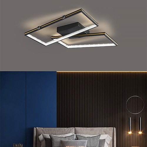 

LED Ceiling Light Modern Square Black Gold Includes Dimmable Version 45cm 55cm Geometric Shapes Flush Mount Lights Aluminum Artistic Style Modern Style Stylish Painted Finishes 220-240V