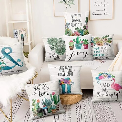 

Double Side Cushion Cover 1PC Soft Decorative Square Throw Pillow Cover Cushion Case Pillowcase for Sofa Bedroom Superior Quality Machine Washable Cactus