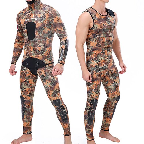 

SLINX Men's Full Wetsuit 3mm SCR Neoprene Diving Suit Thermal Warm Anatomic Design Quick Dry Stretchy Long Sleeve 2 Piece Hooded - Swimming Diving Surfing Scuba Camo / Camouflage Autumn / Fall Spring