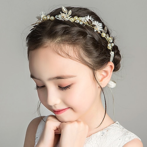 

Kids Baby Girls' Hair Band Headdress Version Of The Forest Wreath Princess Headband Girl Head Flower Pearl Headband Girl Performance Hair Accessories