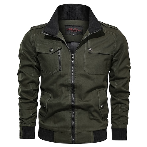 

Hombre Chaqueta ligera Chaqueta de verano Chaqueta Resistente al Viento Mantiene abrigado Diario Cremallera Escote Chino Casual Chaqueta Ropa de calle Color sólido Retazos Negro Vino Verde Ejército