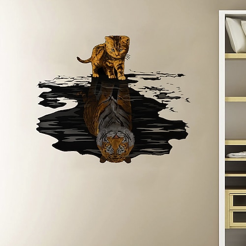 

Ink Reflection Cat and Tiger Cartoon Home Children's Room Background Decoration Can Be Removed Stickers