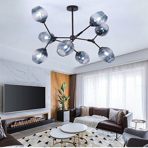 

LED Pendant Light Glass Design Chandelier Modern 6/8 Heads Metal Nordic Style 110-120V 220-240V