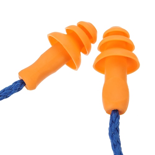 Tourbon 10Pcs Soft Silicone Corded Ear Plug Reusable Hearing Protection Earplugs 