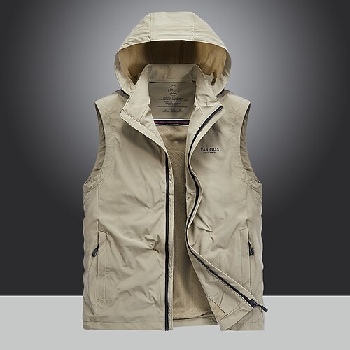 

Men's Fishing Vest Hiking Vest Jacket Coat Top Outdoor Quick Dry Lightweight Breathable Sweat wicking Autumn / Fall Spring Military color Blue khaki Hunting Fishing Climbing