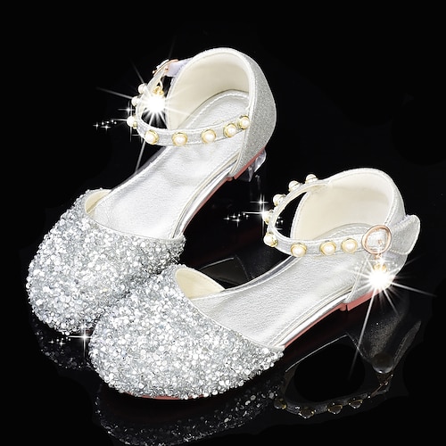 

Girls' Flats Flower Girl Shoes Princess Shoes School Shoes Rubber PU Little Kids(4-7ys) Big Kids(7years ) Daily Party & Evening Walking Shoes Rhinestone Bowknot Sparkling Glitter Blue Pink Silver