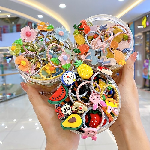 

Kids Baby Girls' Children's Headband Girl Cute Princess Headdress Baby Cartoon Fruit Small Hair Ring Canned Rubber Band Set