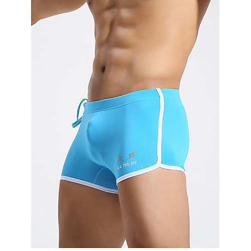 

Men's Swimwear Swim Bottoms Swimsuit Color Block Blue White Black Rose Red Bathing Suits New