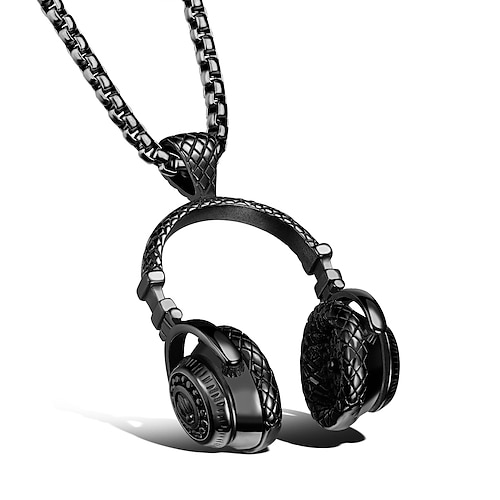 

fashion rock style titanium steel earphone pendant stainless steel men's necklace for boyfriend