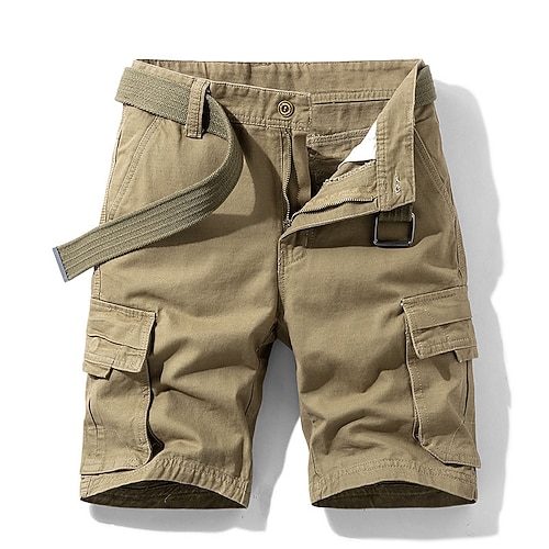 

Men's Cargo Shorts Shorts Hiking Shorts Straight Leg 6 Pocket Solid Colored Comfort Wearable Work Daily Streetwear Casual Black Army Green Micro-elastic