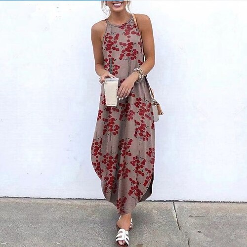 

Women's Long Dress Maxi Dress Green Black Red Sleeveless Spring Summer S M L XL XXL XXXL 4XL