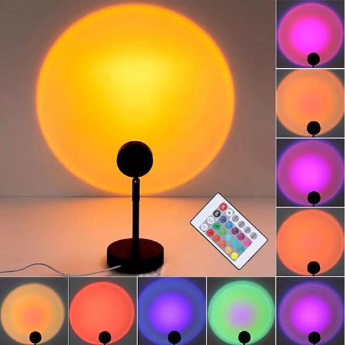 

Sunset Projector Night Lamp RGB LED Remote Control 16 Color Light Rainbow Atmosphere Projection Lamp USB Power for Home Bedroom Wall Decoration