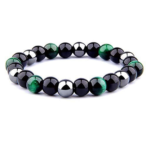 

tiger's eye triple protection bracelet hematite beads black obsidian by ueuc