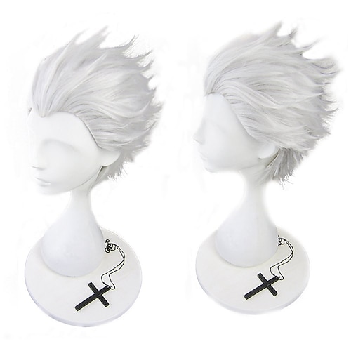 

White Wig Silver White Short Men's Cosplay Wig Halloween Wig