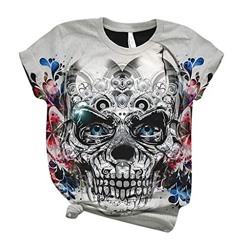 

3d gotisk t-skjorte kvinner skull skjorte morsom gresskar bluse kortermet rund hals t skjorter kvinner retro kule t-skjorte halloween kostymer uformelle bluser topp magiske tee topper bluse