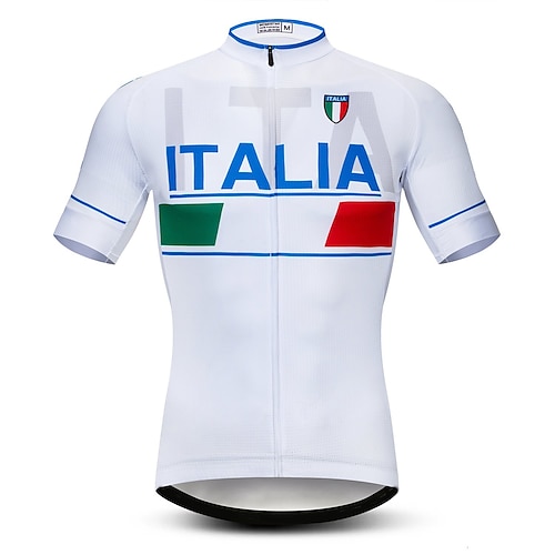 

21Grams Men's Cycling Jersey Short Sleeve Bike Jersey Top with 3 Rear Pockets Mountain Bike MTB Road Bike Cycling Breathable Quick Dry Moisture Wicking Soft White Navy Blue Red Italy National Flag