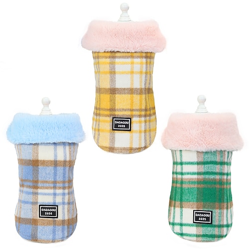 

Dog Cat Dog clothes Plaid / Check Stylish Spots & Checks Dailywear Casual / Daily Winter Dog Clothes Puppy Clothes Dog Outfits Warm Yellow Blue Green Costume for Girl and Boy Dog Cotton S M L XL XXL