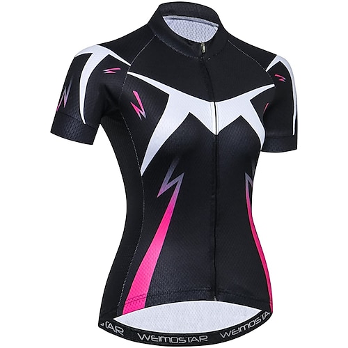 

21Grams Women's Cycling Jersey Short Sleeve Bike Jersey Top with 3 Rear Pockets Mountain Bike MTB Road Bike Cycling Fast Dry Breathable Quick Dry Moisture Wicking Black Stripes Polyester Spandex