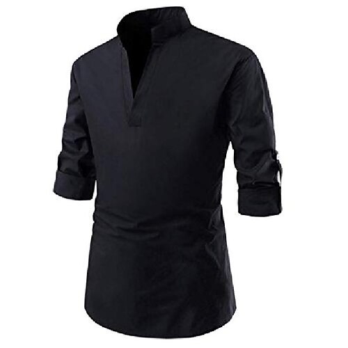 

Men's Casual Shirt Solid Color Stand Collar Navy Black Red White Casual Daily Clothing Apparel Basic Fashion Casual