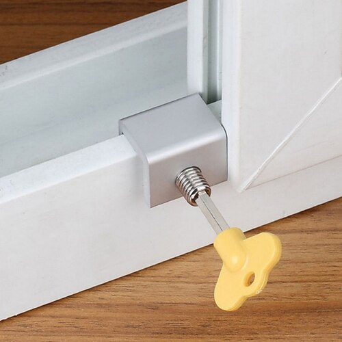 

3pcs Adjustable Sliding Window Aluminum Alloy Stop Locks Security Door Frame Lock with Keys Home Office Security Lock Window