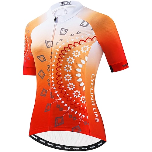 

21Grams Women's Cycling Jersey Short Sleeve Bike Jersey Top with 3 Rear Pockets Mountain Bike MTB Road Bike Cycling Fast Dry Breathable Quick Dry Moisture Wicking Orange Gradient Polyester Spandex