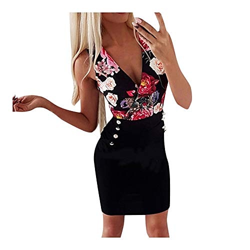 

Women's Sheath Dress Mini Dress Black Blue Red Sleeveless Floral Patchwork V Neck Party Boom Sale Dress S M L XL XXL XXXL 4XL 5XL