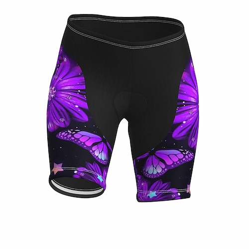 

21Grams Women's Bike Shorts Cycling Shorts Bike Shorts Pants Mountain Bike MTB Road Bike Cycling Sports Floral Botanical 3D Pad Fast Dry Breathable Quick Dry Purple Polyester Spandex Clothing Apparel
