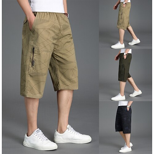 

Men's Cargo Shorts Hiking Shorts Summer Outdoor Loose Ripstop Quick Dry Multi Pockets Zipper Pocket Cotton Below Knee Capri Pants Bottoms Army Green Khaki Dark Navy Work Hunting Fishing XL XXL XXXL