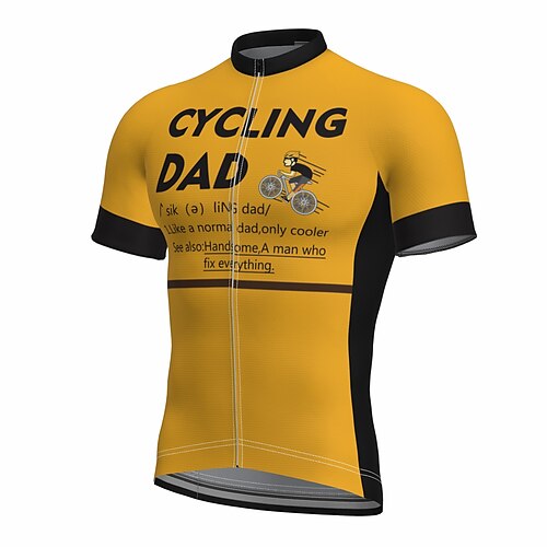 

21Grams Men's Cycling Jersey Short Sleeve Bike Jersey Top with 3 Rear Pockets Mountain Bike MTB Road Bike Cycling Breathable Quick Dry Moisture Wicking Soft Black Green Yellow Stripes Polyester