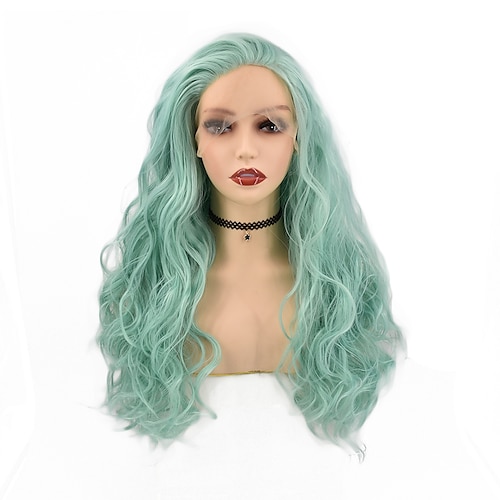 

Wavy Side Part Wig Long Light Purple Black / Grey Bleach Blonde#613 Orange Green Synthetic Hair 18-26 inch Women's Adjustable Heat Resistant Party Green