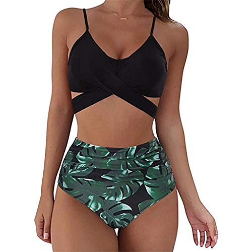 

Dame Badetøj Bikini 2 stk Plusstørrelser badedragt Push-up bukser Høj talje for store buster Helfarve Blad Blomster figur 1 Figur 5 Mørkegrøn Grøn Badedragter Sexet Aktiv Ferie