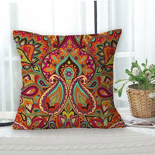 

Paisley Bandanna Double Side Cushion Cover 1PC Soft Decorative Square Throw Pillow Cover Cushion Case Pillowcase for Sofa Bedroom Superior Quality Machine Washable