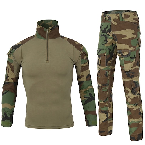 

Men's Hiking Shirt with Pants Hunting Suit Tactical Military Shirt Outdoor Multi-Pockets Breathable Quick Dry Wearproof Spring Summer Autumn / Fall Camo / Camouflage Clothing Suit Polyester Long