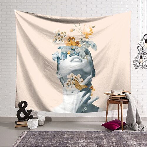 

Modern Floral Woman Wall Tapestry Art Decor Blanket Curtain Hanging Home Bedroom Living Room Decoration Polyester
