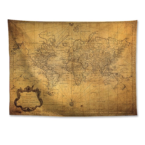 

grande arazzo da parete arredamento artistico coperta tenda da appendere casa camera da letto soggiorno decorazione poliestere mappa del mondo