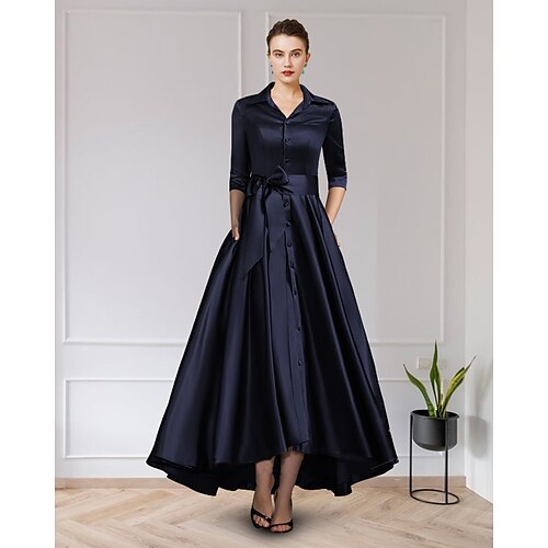 

A-Line Mother of the Bride Dress Elegant Jewel Neck Asymmetrical Chiffon Lace Short Sleeve with Pleats Appliques 2022