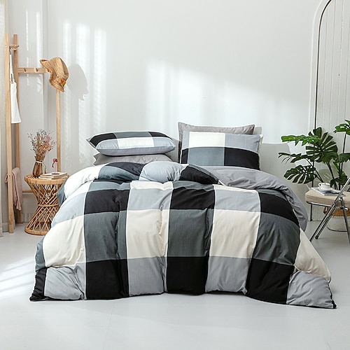 

Plaid Duvet Cover Set Quilt Bedding Sets Comforter Cover Hotel Adult, Queen/King Size/Twin/Single(1 Duvet Cover, 1 Or 2 Pillowcases Shams)