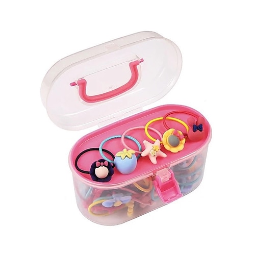 

Kids Baby Girls' 40 Boxes Of Cute Children's Cartoon Resin Hairpin Hairpin Mixed Color Pink Duckbill Clip Hair Rope Princess Hair Accessories