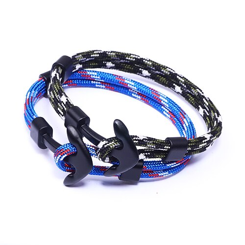 

alloy anchor men's bracelet, polyester rope jewelry