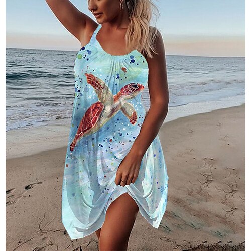 

Women's Strap Dress Short Mini Dress Sleeveless Pattern Summer Casual Daily Loose 2022 S M L XL XXL