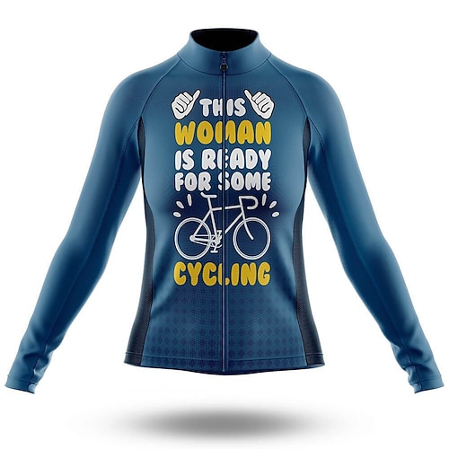 

21Grams Mulheres Manga Longa Camisa para Ciclismo Azul Engraçado Moto Blusas Ciclismo de Montanha Ciclismo de Estrada Elastano Poliéster Respirável Secagem Rápida Pavio Humido Esportes Roupa