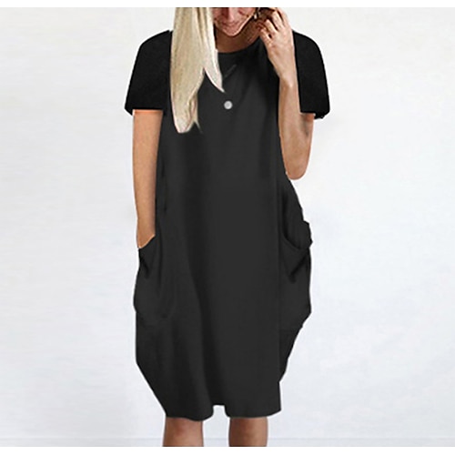 

Women's T Shirt Dress Tee Dress Midi Dress Black Blue Gray Short Sleeve Spring Summer S M L XL XXL 3XL 4XL 5XL